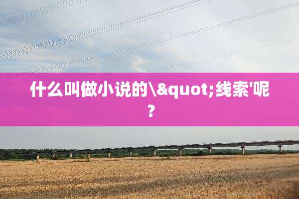 什么叫做小说的\"线索'呢？