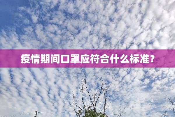 疫情期间口罩应符合什么标准？