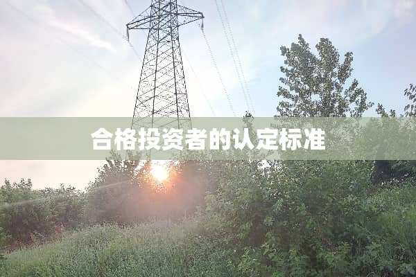 合格投资者的认定标准