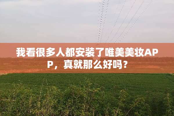 我看很多人都安装了唯美美妆APP，真就那么好吗？