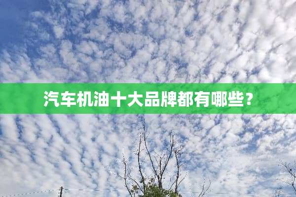汽车机油十大品牌都有哪些？