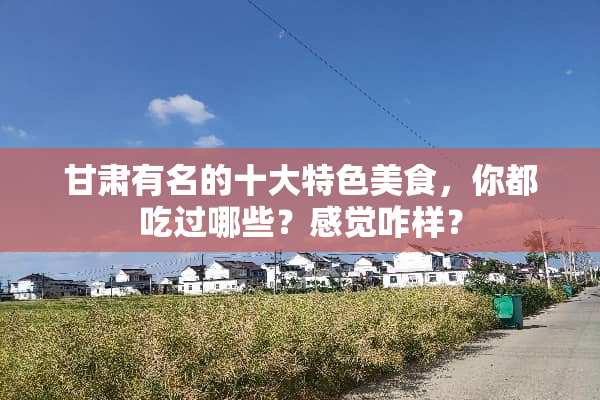 甘肃有名的十大特色美食，你都吃过哪些？感觉咋样？
