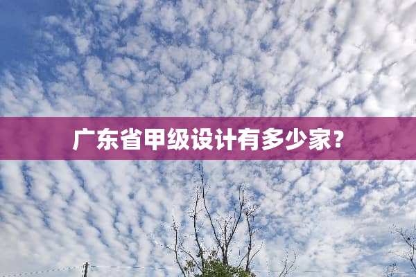 广东省甲级设计有多少家？
