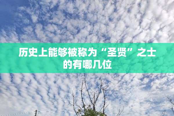 历史上能够被称为“圣贤”之士的有哪几位