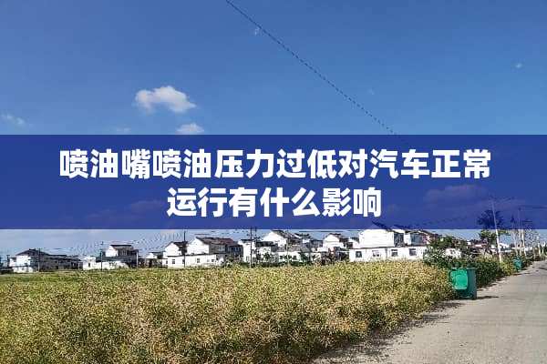 喷油嘴喷油压力过低对汽车正常运行有什么影响