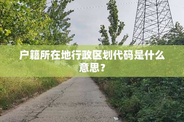 户籍所在地行政区划代码是什么意思？