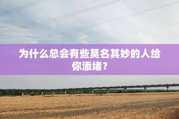 为什么总会有些莫名其妙的人给你添堵？