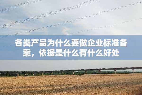 各类产品为什么要做企业标准备案，依据是什么有什么好处