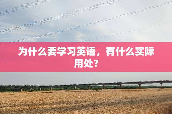 为什么要学习英语，有什么实际用处？