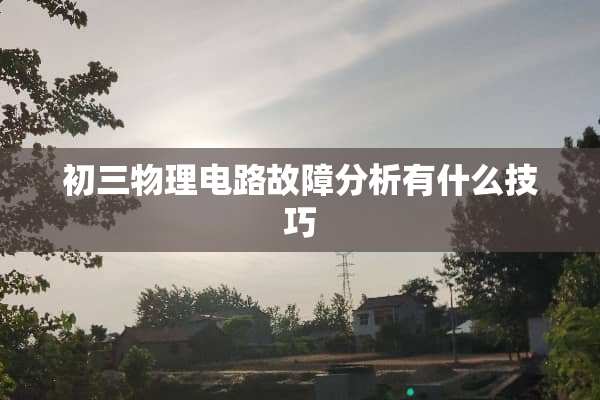 初三物理电路故障分析有什么技巧