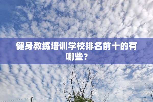 健身教练培训学校排名前十的有哪些？