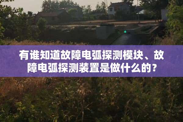有谁知道故障电弧探测模块、故障电弧探测装置是做什么的？