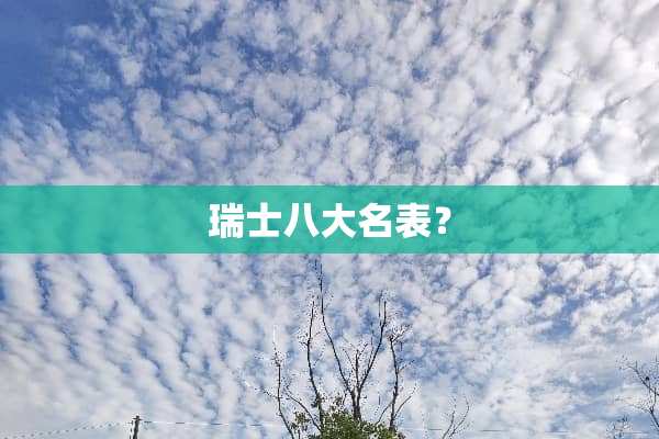 瑞士八大名表？