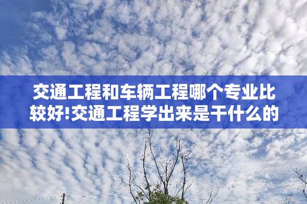 交通工程和车辆工程哪个专业比较好!交通工程学出来是干什么的!急啊~？