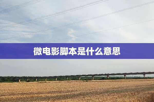 微电影脚本是什么意思