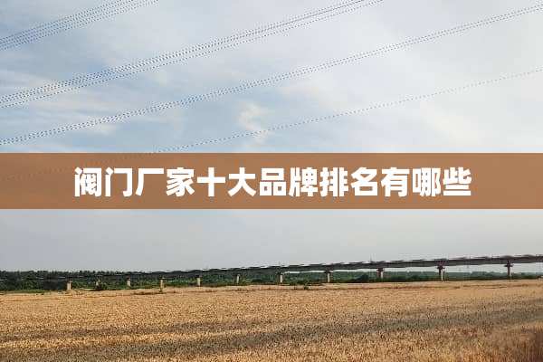 阀门厂家十大品牌排名有哪些