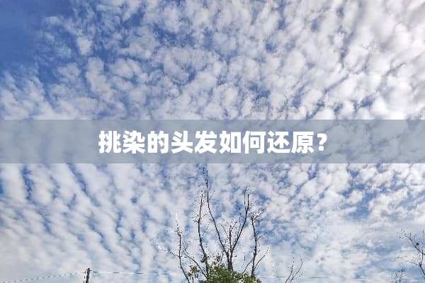 挑染的头发如何还原？