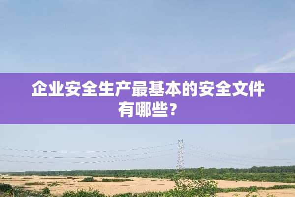 企业安全生产最基本的安全文件有哪些？