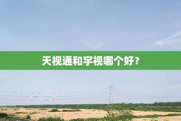 天视通和宇视哪个好？