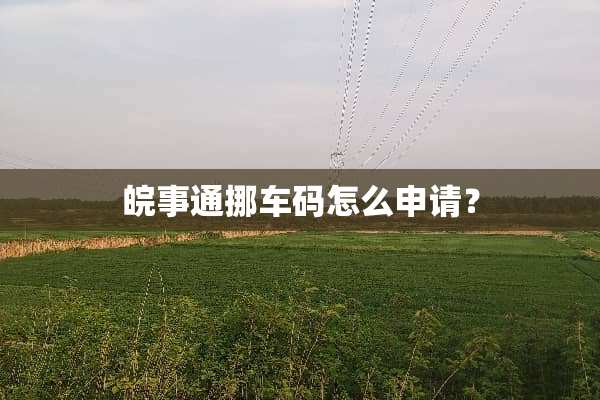 皖事通挪车码怎么申请？