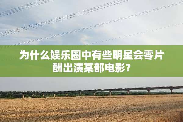 为什么娱乐圈中有些明星会零片酬出演某部电影？