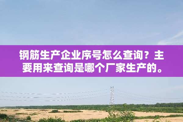 钢筋生产企业序号怎么查询？主要用来查询是哪个厂家生产的。