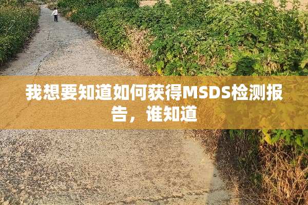 我想要知道如何获得MSDS检测报告，谁知道