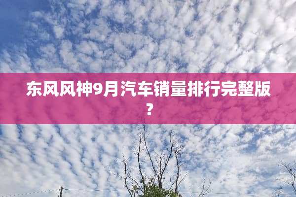 东风风神9月汽车销量排行完整版？