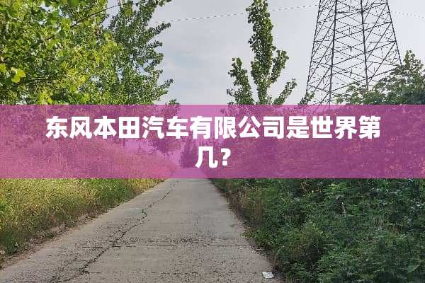 东风本田汽车有限公司是世界第几？