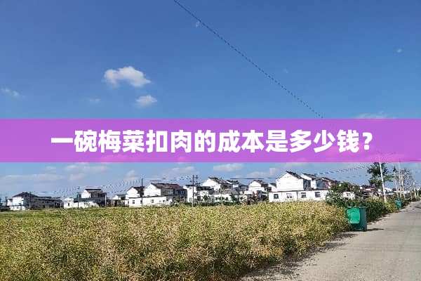 一碗梅菜扣肉的成本是多少钱？