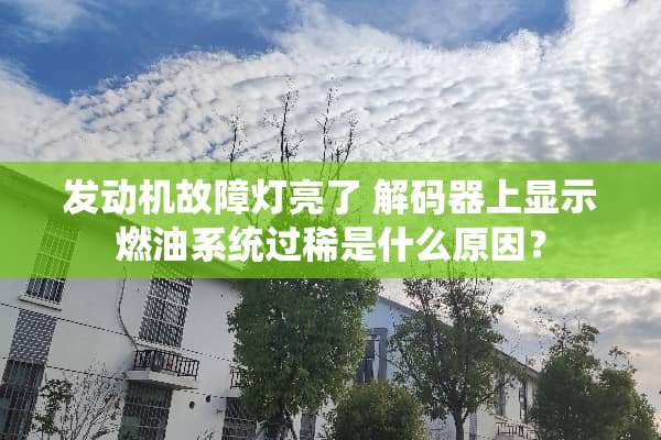 发动机故障灯亮了 **器上显示燃油系统过稀是什么原因？