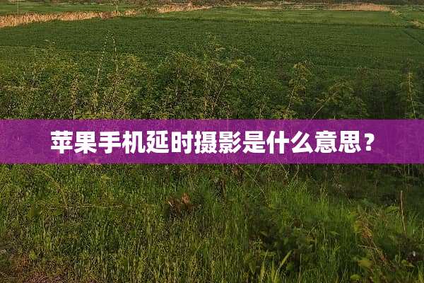 苹果手机延时摄影是什么意思？
