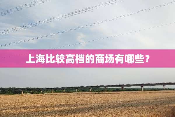 上海比较高档的商场有哪些？