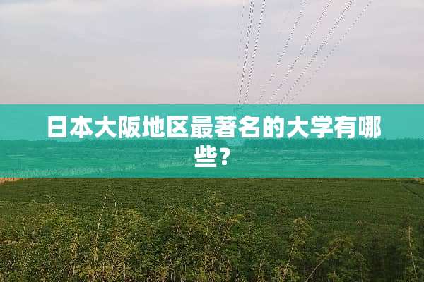 日本大阪地区最著名的大学有哪些？