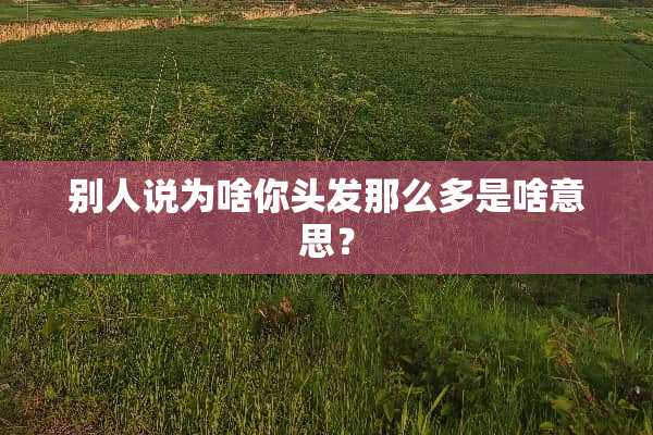 别人说为啥你头发那么多是啥意思？