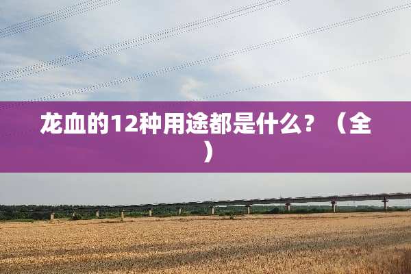 龙血的12种用途都是什么？（全）