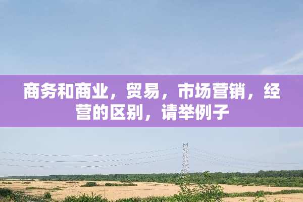 商务和商业，贸易，市场营销，经营的区别，请举例子