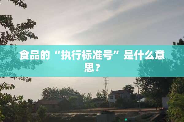食品的“执行标准号”是什么意思？