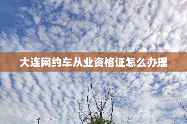 大连网约车从业资格证怎么办理