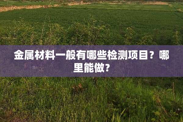 金属材料一般有哪些检测项目？哪里能做？