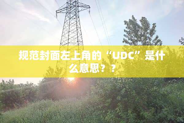 规范封面左上角的“UDC”是什么意思？？
