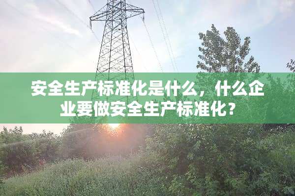 安全生产标准化是什么，什么企业要做安全生产标准化？