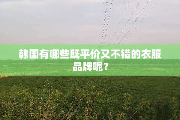 韩国有哪些既平价又不错的衣服品牌呢？
