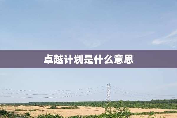 卓越计划是什么意思