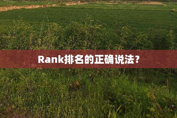 Rank排名的正确说法？