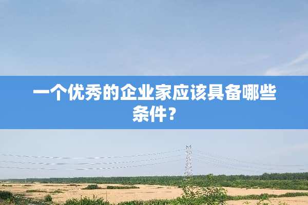 一个优秀的***应该具备哪些条件？