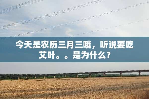 今天是农历三月三哦，听说要吃艾叶。。是为什么？