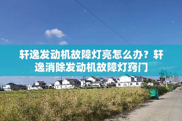 轩逸发动机故障灯亮怎么办？轩逸消除发动机故障灯窍门