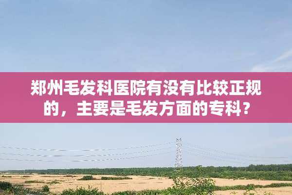 郑州毛发科医院有没有比较正规的，主要是毛发方面的专科？