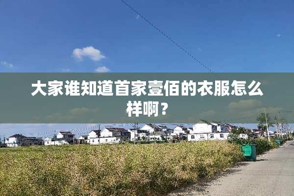 大家谁知道首家壹佰的衣服怎么样啊？